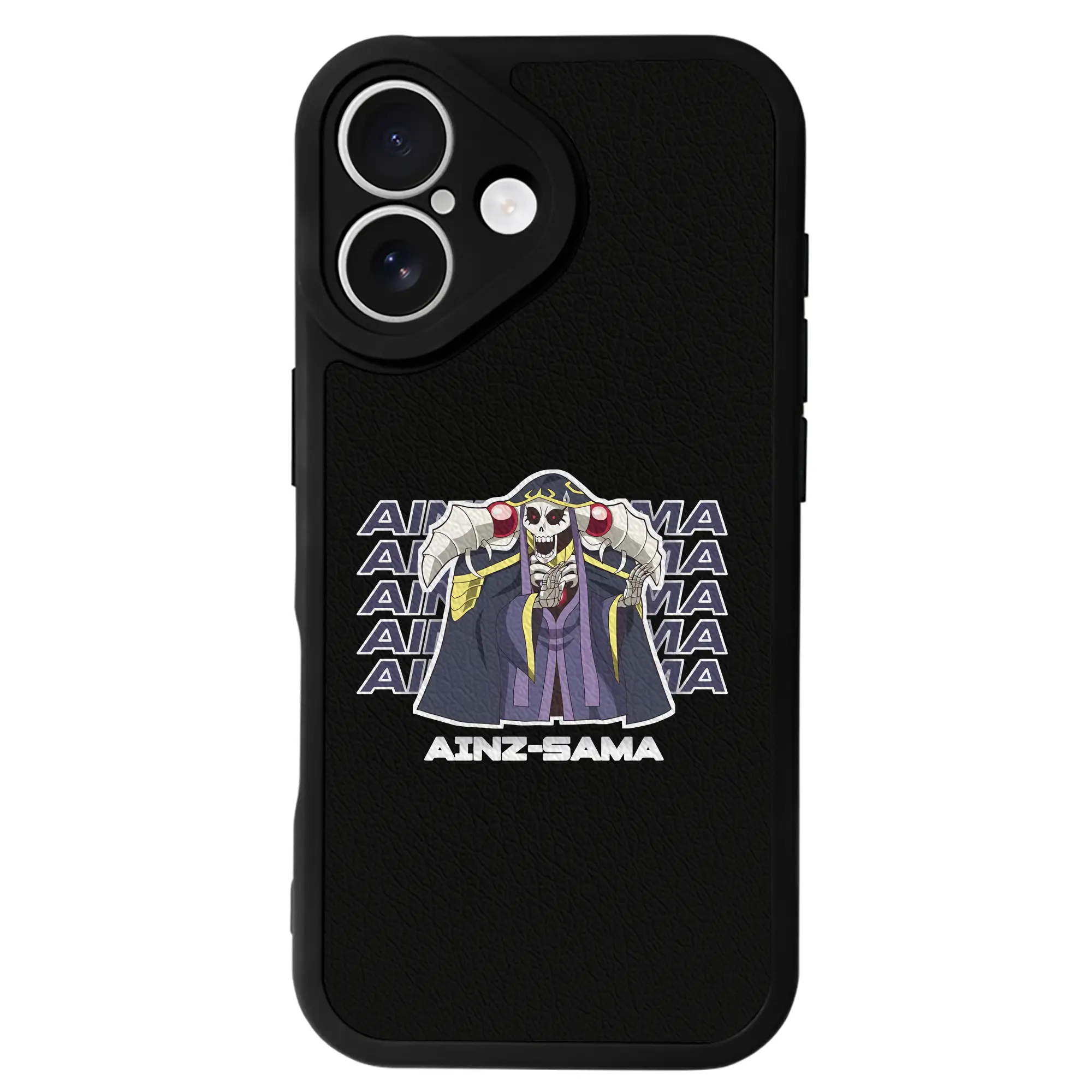 オーバーロード グッズ アインズ・ウール・ゴウン - IPhone 16シリーズ対応 ・ シリコンスマホケース ・ レザー調 ・ 高精度フィット ・ 耐衝撃 ・ ワイヤレス充電対応 ・ 精密カット